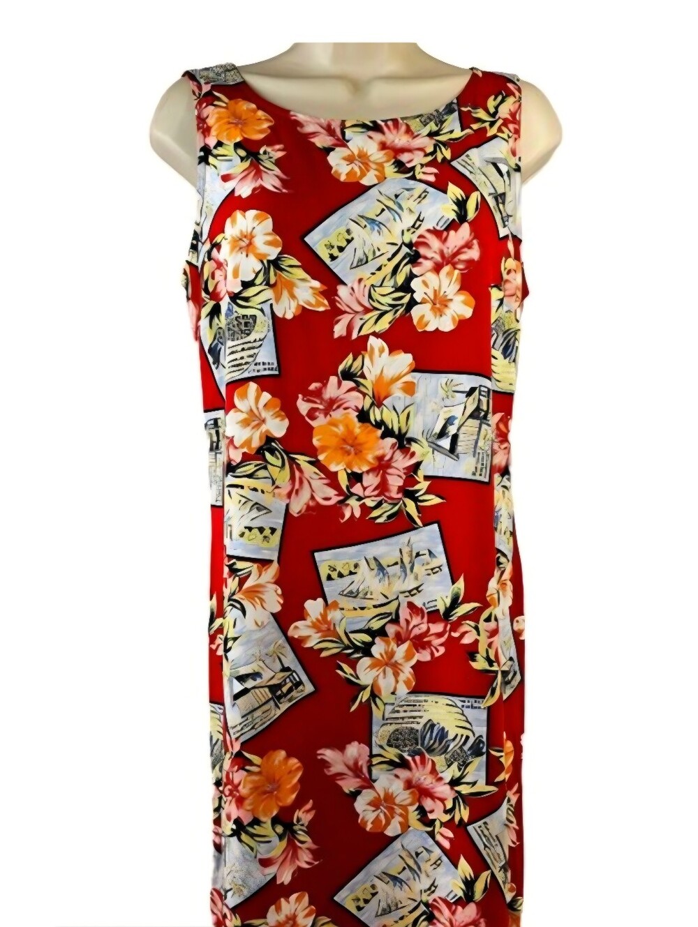 Vintage Liz Claiborne Hawaiian Floral Mini Dress, L, Summer Shift
